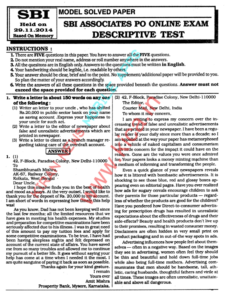 SBI PO Previous Year Question Papers with explanation
